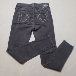 True Religion Halle Mid Rise Super skinny black jeans Size 28